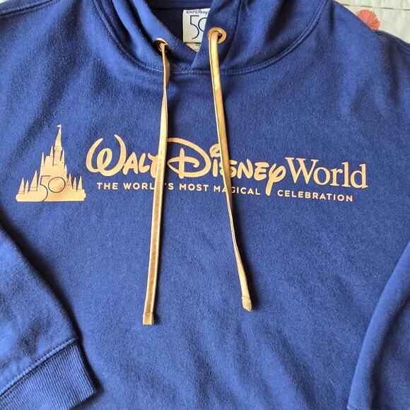 Walt Disney World 50th Anniversary Cropped Pullover Blue/Rose Women's Hoodie M - Picture 6 of 7